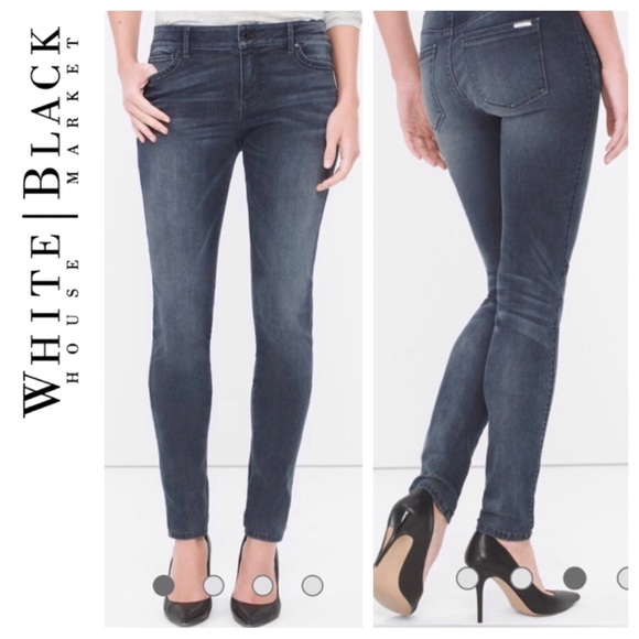 White House Black Market Jeans Whbm The Skinny Blue Grey Jeans 4